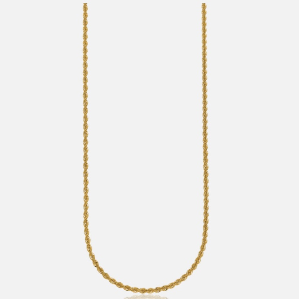 ☘️18k solid yellow Gold 22 inch Rope Chain Necklace 2.5 mm, 1.9 grams